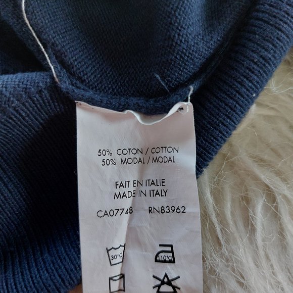 Modango Milano Men's Navy Blue 100% Wool High Neck Sweater Size M Made in Italy - Picture 8 of 8